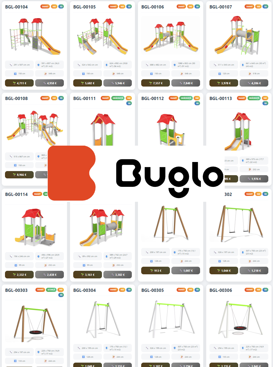 Modul căutare Echipamente de Joacă și fitness Buglo