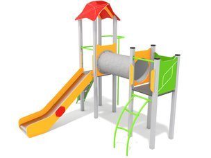 Set cu două turnuri cu tobogan și tunel pentru loc de joacă - BGL-00107