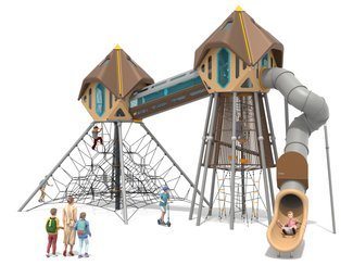 Turnuri duble cu tobogane și structură de frânghii - BGL-1432 imagine principala