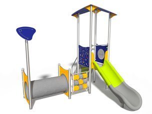 Tobogan cu trepte și tunel pentru loc de joacă - BGL-1705 inox