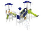Set cu trei turnuri cu tobogan și podeț pentru loc de joacă - BGL-1713 inox imagine 2