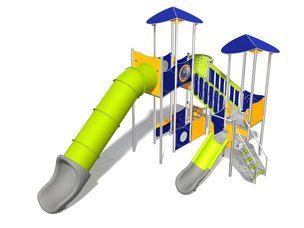 Set turnuri cu tobogan și podeț pentru loc de joacă - BGL-1715 inox