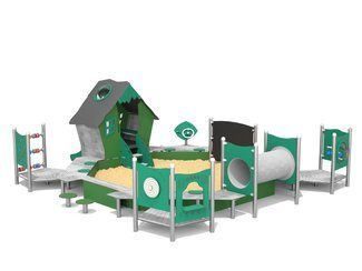 Groapă de nisip mare cu căsuță din materiale reciclate - BGL-7043 RECYCLED imagine principala