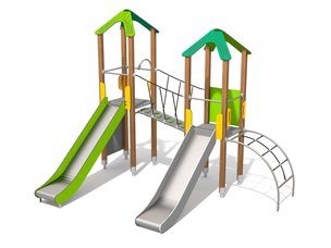 Set cu două turnuri cu tobogan pentru loc de joacă - BGL-8018