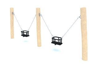 Leagăn dublu pentru copii din salcâm pentru loc de joacă - BGL-8128