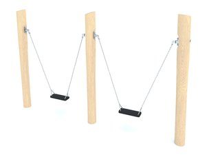 Leagăn dublu din salcâm pentru loc de joacă - BGL-8130