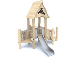 Căsuță cu tobogan din salcâm pentru loc de joacă - BGL-8171