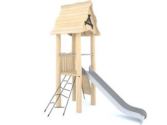 Căsuță cu tobogan din salcâm pentru loc de joacă - BGL-8172 imagine principala