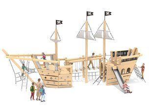Vapor din lemn de salcâm cu tobogane pentru loc de joacă - BGL-8191