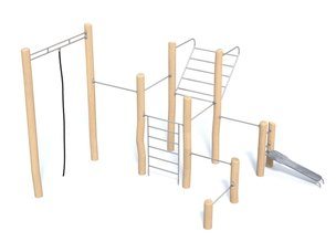 Set Street Workout cu scări și frânghie de tracțiuni - BGL-8216