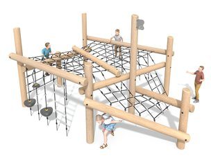 Traseu de aventură mare structură de frânghii din salcâm - BGL-8421