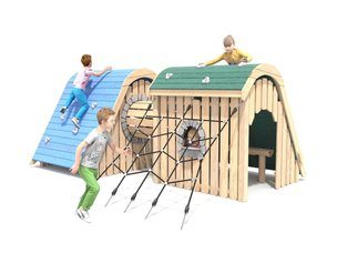 Căsuță din salcâm cu tunel pentru loc de joacă - BGL-8460