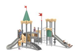 Castel cu două turnuri pentru loc de joacă cu tobogane - BGL-8611