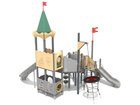 Castel cu un turn pentru loc de joacă cu tobogan și panou de cățărare - BGL-8613 imagine 2