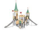 Castel cu trei turnuri pentru loc de joacă cu tobogane și structură de frânghii - BGL-8616 imagine 3