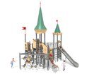 Castel cu două turnuri pentru loc de joacă cu tobogane și structură de frânghii - BGL-8617 imagine 8