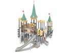 Castel cu cinci turnuri pentru loc de joacă cu tobogane și structură de frânghii - BGL-8619 imagine 3